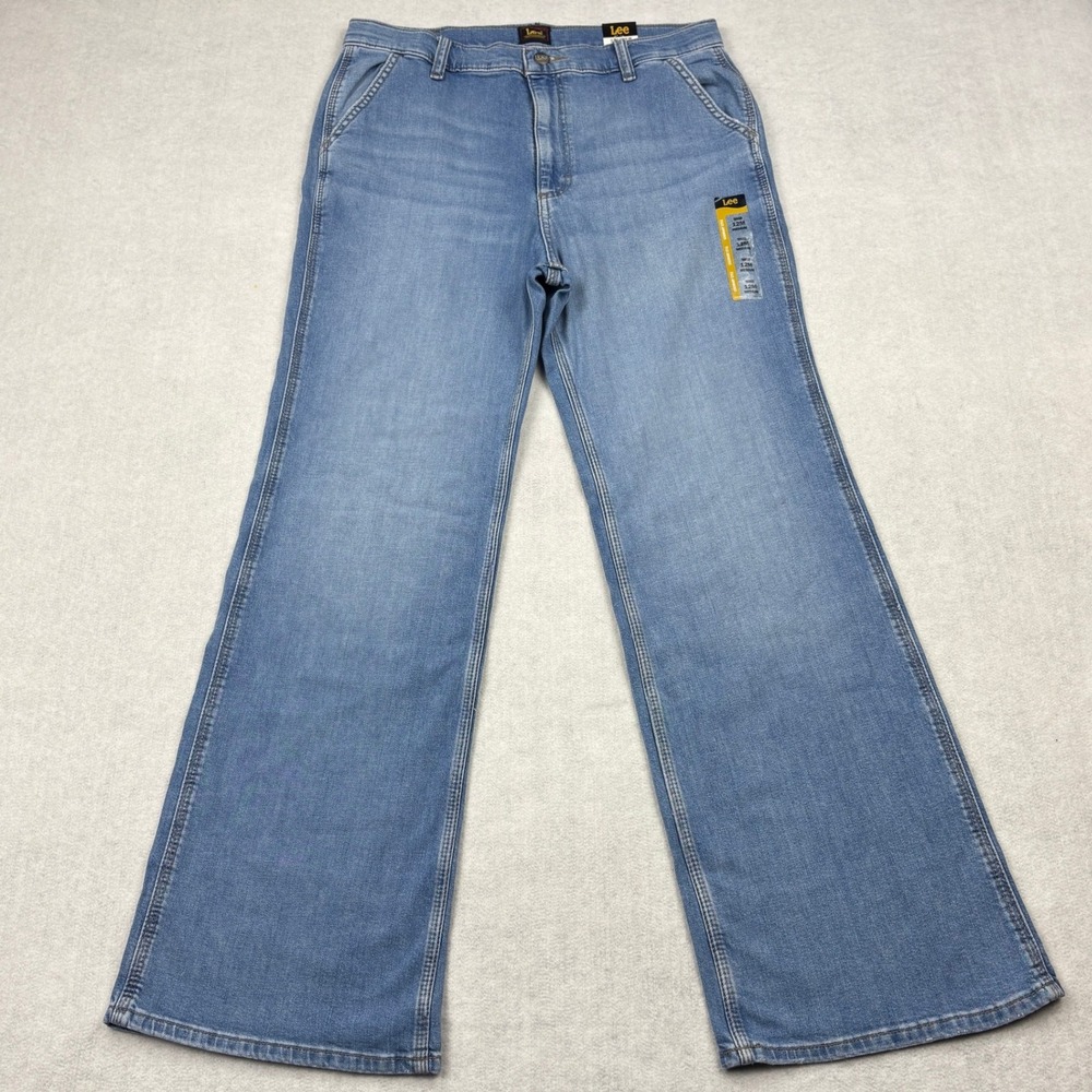Lee Jeans Womens 12M Light Theory High Rise Wide Leg Trouser Flare Denim NWT 12